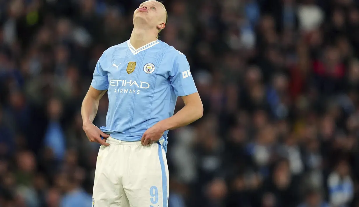 Man City sekarang menantikan semifinal Piala FA melawan Chelsea pada hari Sabtu dan saat ini memimpin klasemen Liga Inggris. ( Mike Egerton/PA via AP)