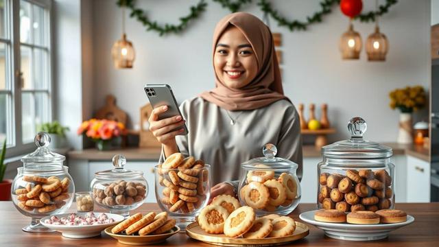 caption jualan kue kering lebaran