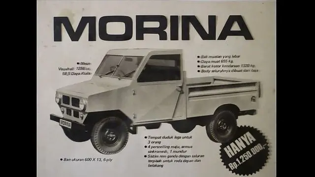1. Morina alias Mobil Rakyat Indonesia yang diproduksi PT Gamak Motor dan dikeluarkan tahun 1987.