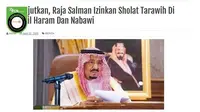 Gambar Tangkapan Layar Berita Tentang Raja Salman