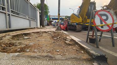 Salah satu sudut trotoar Jalan Raya Margonda yang akan dilakukan penataan dari DPUPR Kota Depok