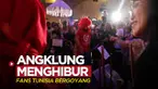 Berita video alunan musik angklung bergema di Doha, Qatar, dan menghibur salah satunya fans Timnas Tunisia yang hadir untuk Piala Dunia 2022, Jumat (18/11/2022).