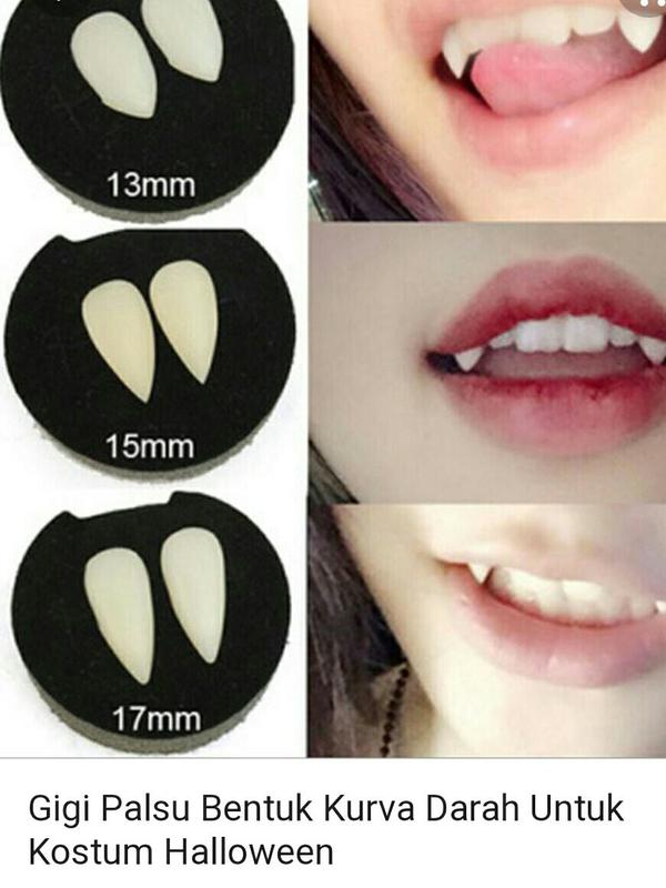 Wanita beli gigi taring vampir tak sesuai ekspektasi. Sumber: Twitter/@txtdarionlshop