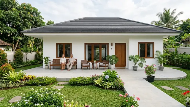 Contoh Rumah Sederhana dengan Teras Luas untuk Hari Tua. Gemini