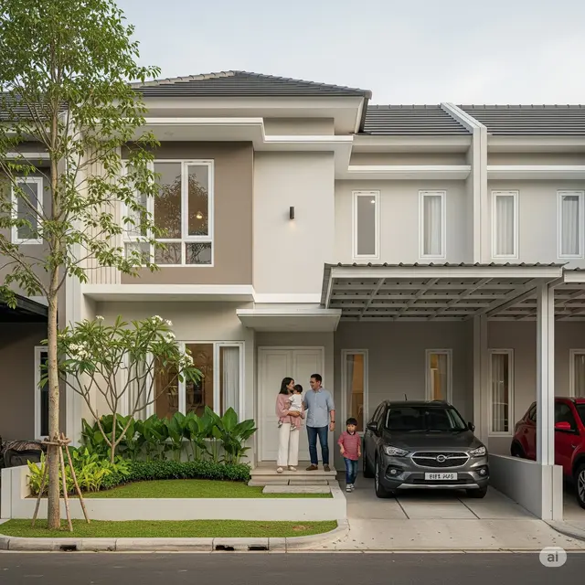 Rumah Pojok dengan Carport Terintegrasi
