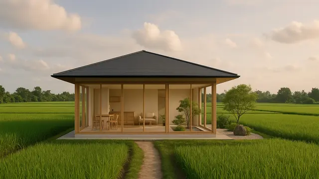 Gambar Rumah Sederhana Tapi Mewah di Tengah Sawah/ChatGPT