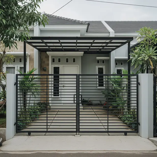 9 Model Pagar Besi Lipat Dua Daun untuk Carport Kecil