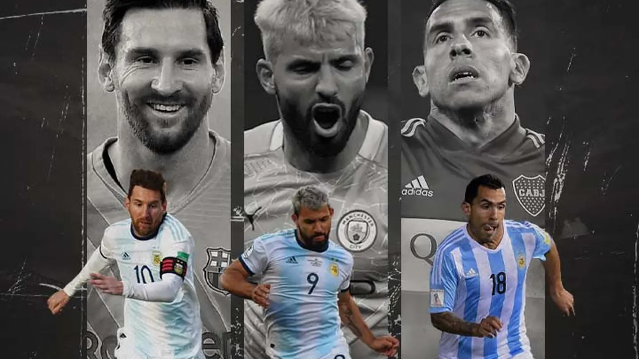 Ilustrasi - Lionel Messi, Sergio Aguero, Carlos Tevez