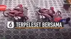 Seorang yang hendak menolong juga ikut terpeleset.