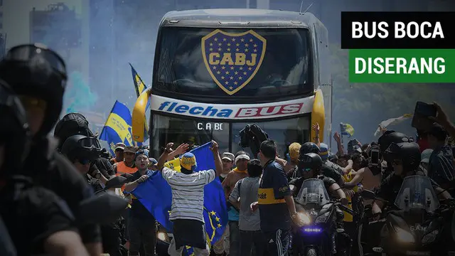 Berita video insiden bus tim Boca Juniors diserang oknum suporter yang mengakibatkan Final Leg II Copa Libertadores kontra River Plate ditunda.