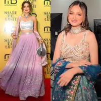 Lihat di sini beberapa potret penampilan penuh pesona para artis pakai kain sari India.