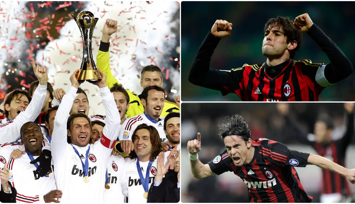 Perjalanan AC Milan ketika meraih gelar trofi Liga Champions pada 2006/07 memang penuh perjuangan. Berikut pemain bintang AC Milan ketika menjuarai Liga Champions 2007. (kolase foto AFP)
