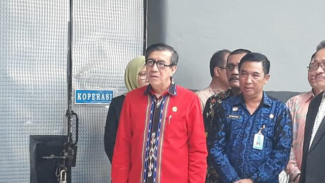 Menteri Yasonna Laoly saat resmikan Kampus Kehidupan di Lapas Pemuda Tangerang, Kamis (18/10/2018)