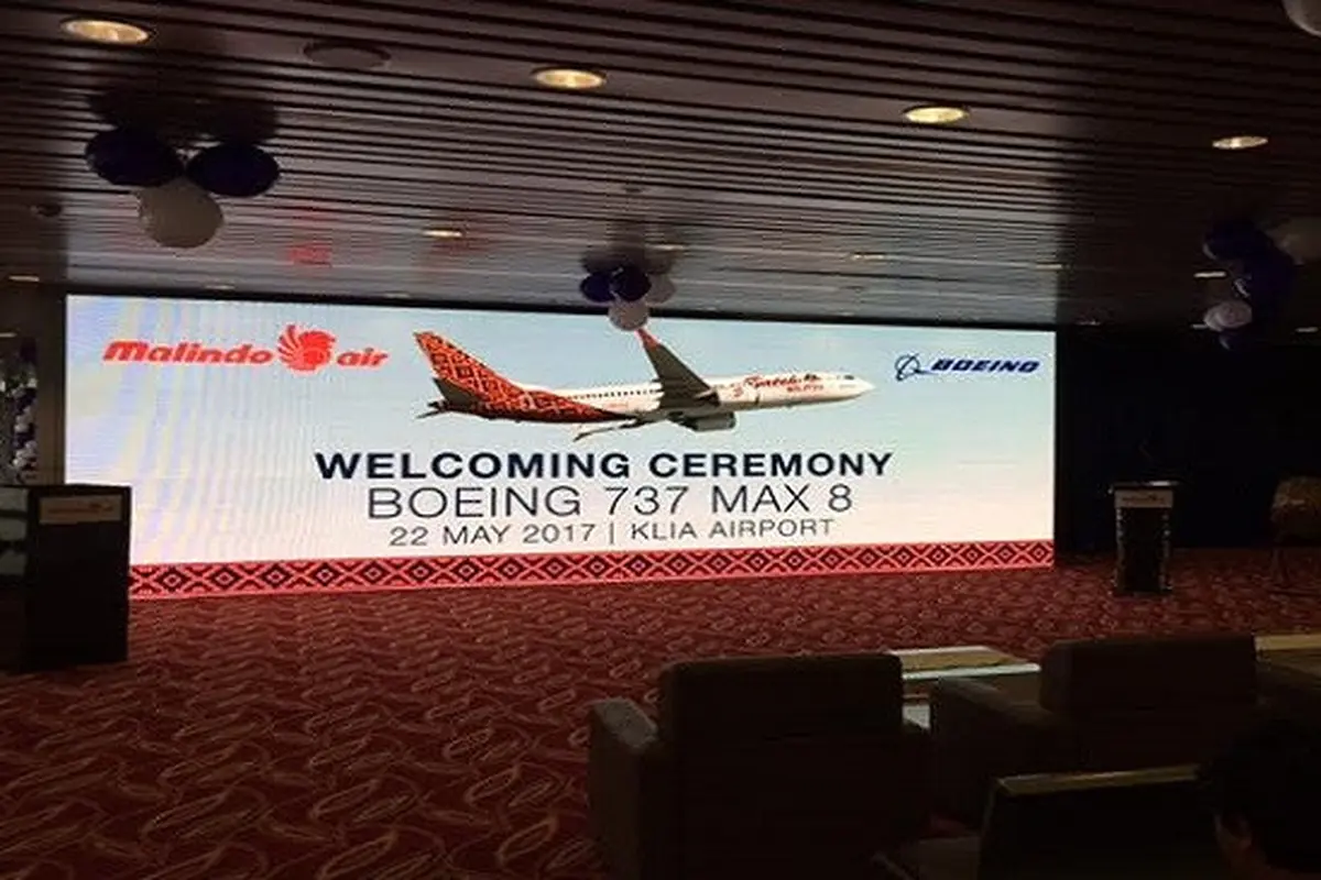 Maskapai penerbangan Malindo Air menggelar penerbangan perdana pesawat Boeing 737 Max 8 di Kuala Lumpur International Airport, Senin (22/5/2017).(Liputan6.com/Vina Muliana)