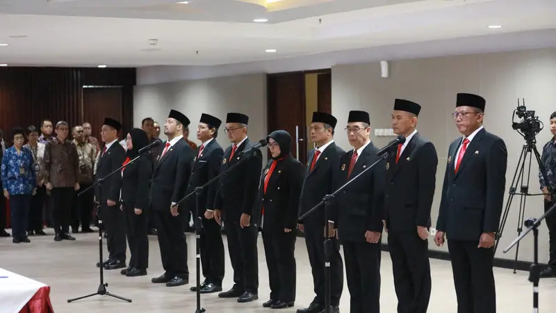 KPK melantik 12 pejabat tinggi pratama di Gedung Merah Putih KPK, Jumat (16/8/2024).