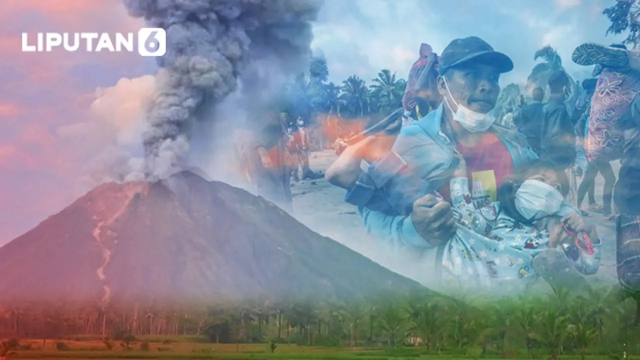 Ilustrasi bencana erupsi gunung semeru (Liputan6.com / Abdillah)