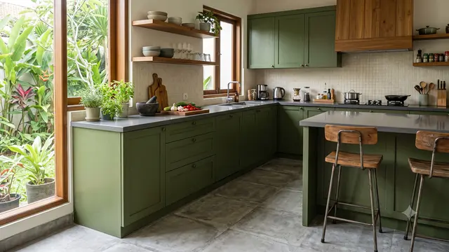 Inspirasi Dapur Bernuansa Olive Green yang Sedang Tren