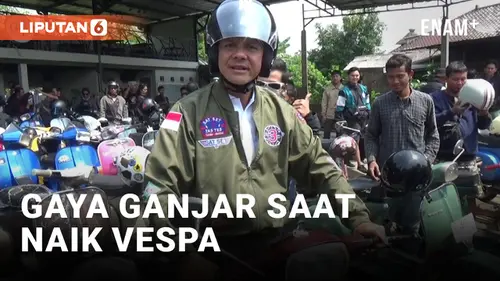 VIDEO: Sambil Naik Vespa, Ganjar Pranowo Datangi Komunitas Motor