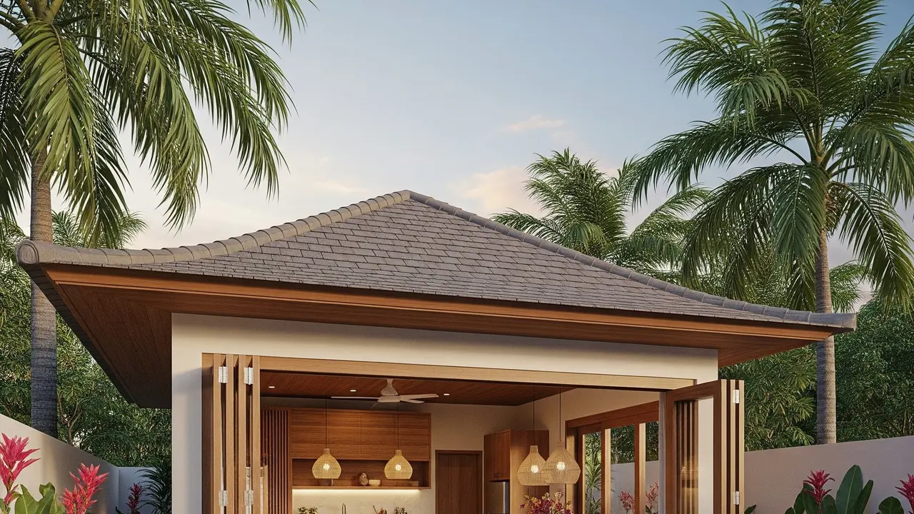 Model Rumah Kecil Tapi Mewah dengan Taman Bernuansa Resort (Image by Gemini AI)