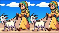 Cari 3 Perbedaan Gadis Bawa Kambing Ini dalam 12 Detik, Hanya Jenius yang Bisa