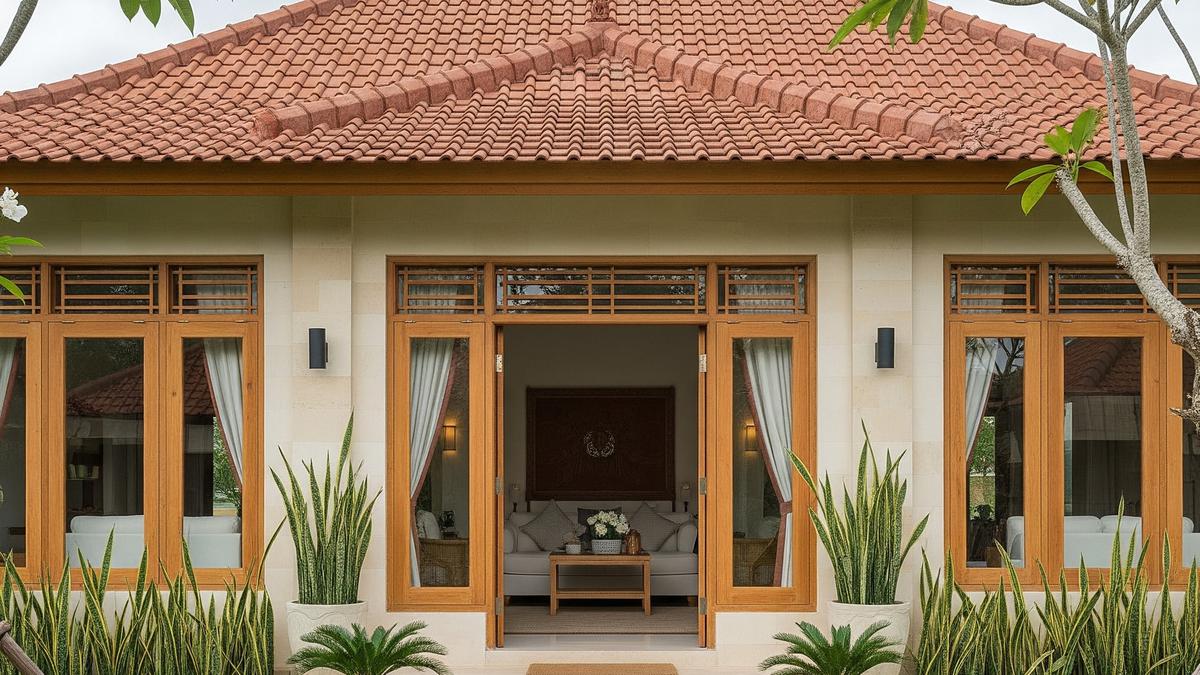 7 Desain Rumah Sederhana Tapi Mewah Atap Genteng dengan Interior Tropis, Hunian Memukau di 2025