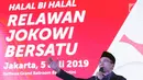 Zainul Majdi atau Tuan Guru Bajang (TGB) saat memberi tausiah pada acara Halal bi Halal Relawan Jokowi Bersatu di Jakarta, Jumat (5/7/2019). Acara tersebut dihadiri ratusan relawan yang tergabung dalam 16 kelompok pendukung Jokowi-Ma’ruf Amin. (Liputan6.com/Helmi Fithriansyah)
