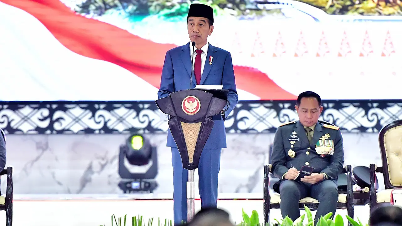 Presiden Joko Widodo atau Jokowi memimpin Rapat Pimpinan TNI-Polri Tahun 2024 di Markas Besar TNI, Cilangkap, Jakarta