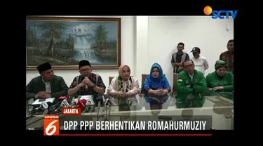 DPP Partai Persatuan Pembangunan (PPP) hentikan sementara Romahurmuziy usai ditetapkan sebagai tersangka kasus suap pengisian jabatan di Kementerian Agama.