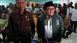 Menteri Ristek dan Dikti, M Nasir bersama Ketua Umum PKB Muhaimin Iskandar di peringatan Haul ke-5 Gus Dur, Jakarta, Selasa (23/12/2014). (Liputan6.com/Johan Tallo)