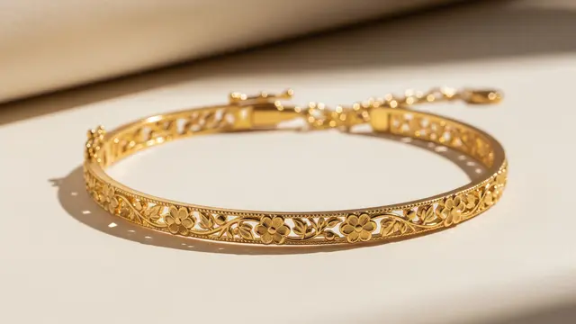 Gelang Emas Motif Floral Lembut
