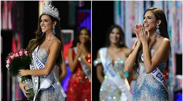 Foto kolase saat Diana Silva yang mewakili negara bagian Distrito Capital dinobatkan sebagai pemenang kontes kecantikan tahunan Miss Venezuela di Caracas, Venezuela, Kamis (17/11/2022). (AP Photo/Matias Delacroix)