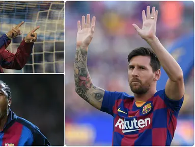 Barcelona tercatat memiliki penyerang-penyerang hebat di lapangan hijau. Diantaranya adalah Lionel Messi, pemain asal Argentina ini banyak memberikan beragam trofi juara untuk Barcelona. Berikut Lionel Messi dan 5 penyerang legendaris Barcelona. (kolase foto AFP)