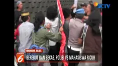 Pengunjuk rasa dari Gerakan Aktivis Mahasiswa Makassar menuntut tuntutan kasus pidana dugaan pemalsuan dokumen Camat Biring Bulu, Kabupaten Gowa, dituntaskan hingga ke pengadilan.