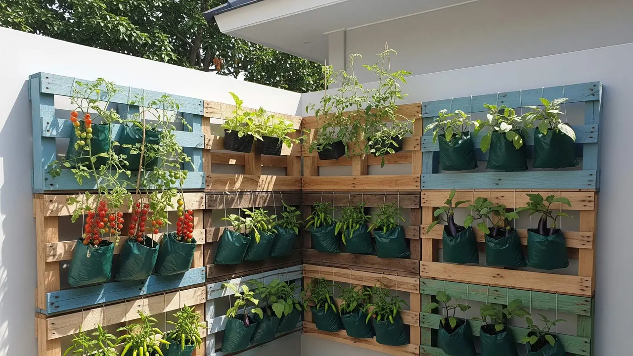 Ide Kebun Sayur Pakai Polybag Gantung di Pagar Rumah