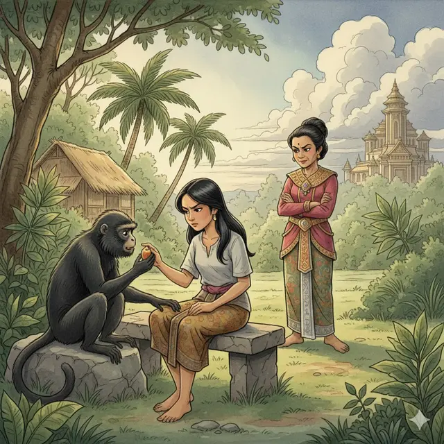 Ilustrasi Dongeng Sunda Lutung Kasarung (Gemini AI)