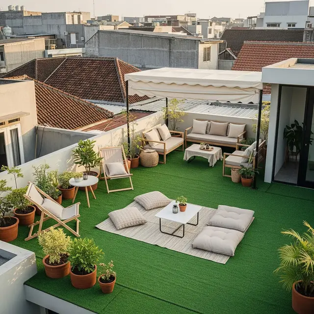 Desain Rooftop di Rumah Kecil Padat Penduduk Tapi Tetap Estetik