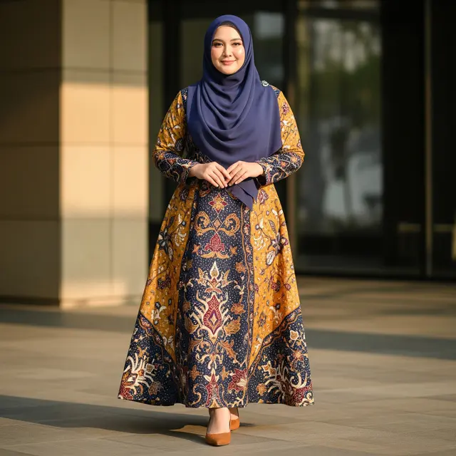 Model Gamis Batik Buat Orang Gemuk