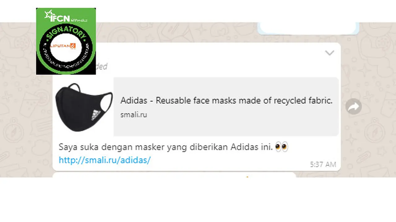 Penelusuran Adidas Membagikan Masker di Tengah Pandemi Covid-19