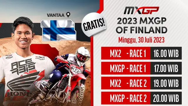 Link Live Streaming MXGP 2023 Finlandia di Vidio, Minggu 30 Juli 2023