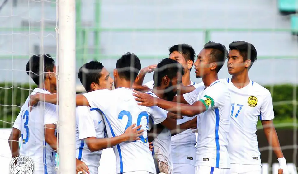 Timnas Malaysia U-22 menang 2-0 atas Timnas Mongolia U-22 pada laga terakhir penyisihan Grup H kualifikasi Piala AFC U-23, Minggu (23/7/2017), di Supachalasai National Stadium, Bangkok. (Bola.com/Dok. FAM)