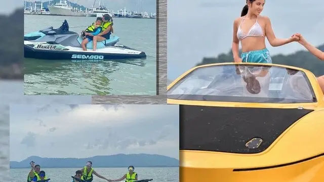 Nia Ramadhani dan anaknya saat Liburan di Pantai. [@ramadhaniabakrie]