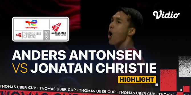 VIDEO Piala Thomas 2020: Jonatan Christie Tundukkan Anders Antonsen, Indonesia Vs Denmark 2-1!