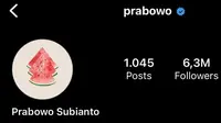 Menteri Pertahanan Prabowo Subianto mengganti foto profil akun Instagram pribadinya @prabowo dengan gambar buah semangka. (Foto: tangkapan layar Instragram).