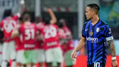 Inter Milan menelan kekalahan dari AC Milan dalam laga leg kedua semifinal Coppa Italia di Stadion Giuseppe Meazza, Kamis (24/4/2025) dini hari WIB. (Spada/LaPresse via AP)