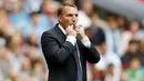 Brendan Rodgers - Baru-baru ini terhembus kabar bahwa pemilik baru Newcastle telah mencoba untuk menggoda Brendan Rodgers meninggalkan Leicester City. Dengan dalih tantangan baru dan segudang materi dari The Magpies bisa saja ia membelot ke St James Park. (AFP/Adrian Dennis)