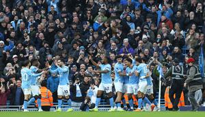 Selebrasi pemain Manchester City saat mengalahkan Wolverhampton (AFP)