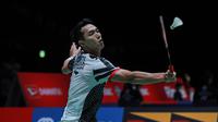 Jonatan Christie beraksi di perempat final Japan Open 2023. (PBSI)