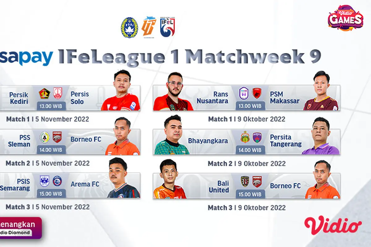 Link Live Streaming Nusapay IFeLeague1 2022 Pekan 9 Live Vidio, 5 dan 9 November : Borneo FC Kokoh Dipuncak Klasemen Sementara