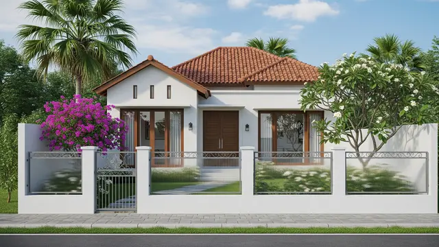 Model Rumah Kecil Tapi Mewah dengan Pagar Besi Kombinasi Polikarbonat 2025/ Ilustrasi AI