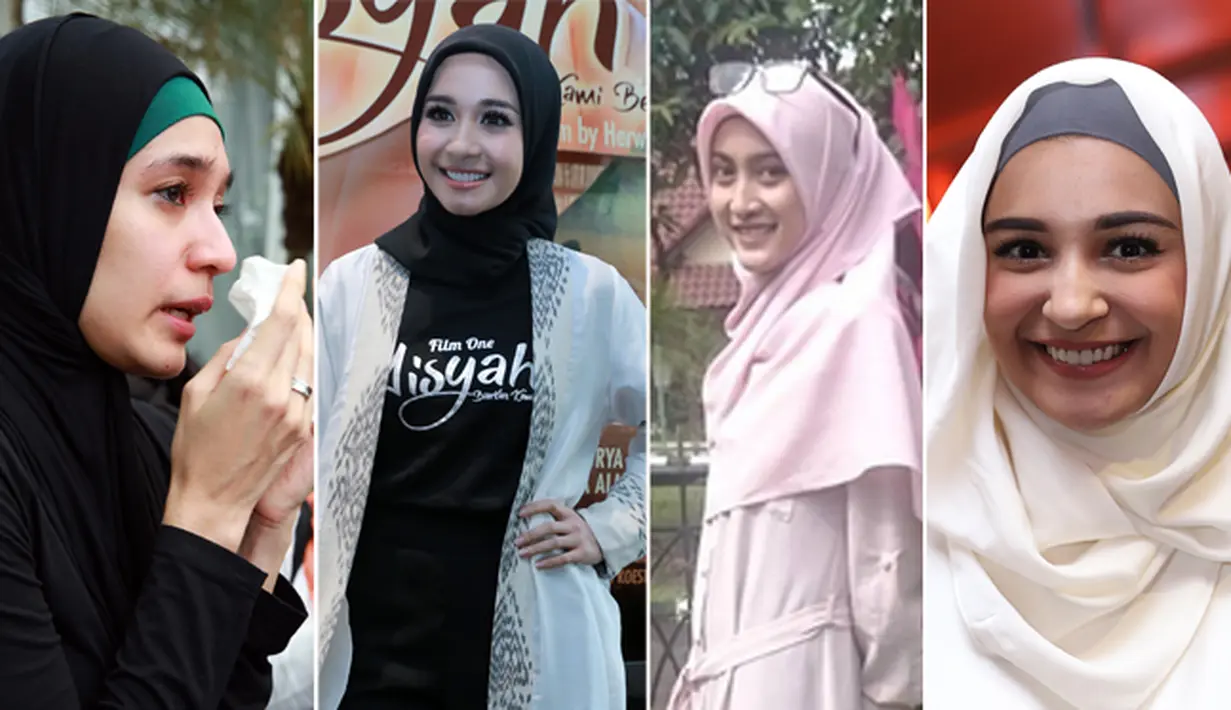 Banyak selebriti Indonesia takut akan pekerjaannya didunia entertainmen lantaran mengenakan hijab. Tapi tidak sedikit juga yang memantabkan hatinya untuk menutup auratnya.(dok. Bintang.com)